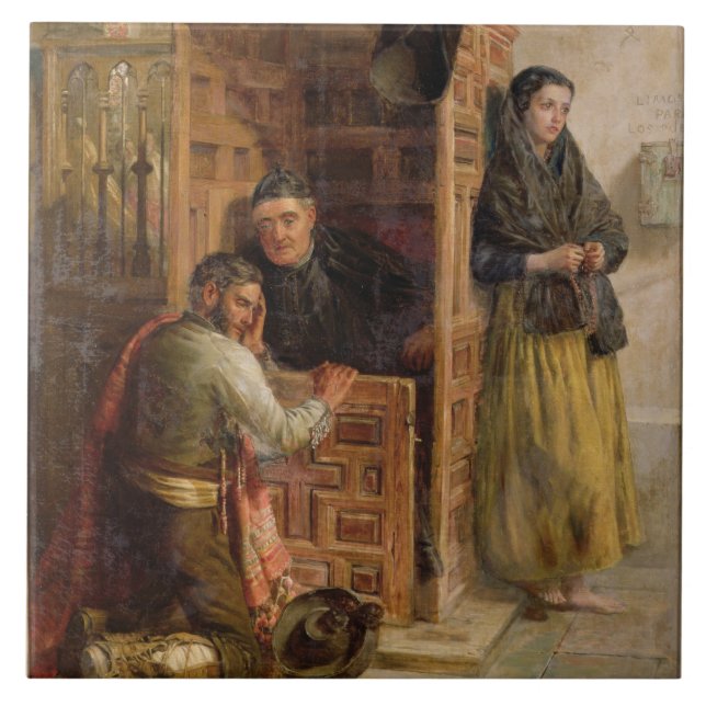 Azulejo De Cerámica Confesión, 1862 (aceite en lona) (Frente)