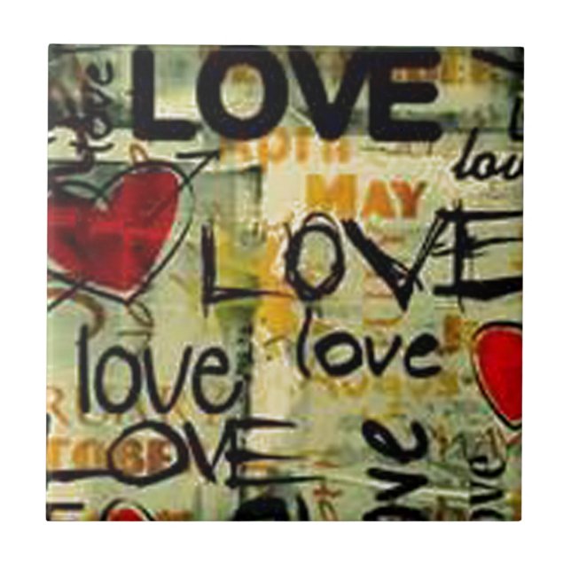 Azulejo De Cerámica Consiga una poca pintada del amor (Frente)