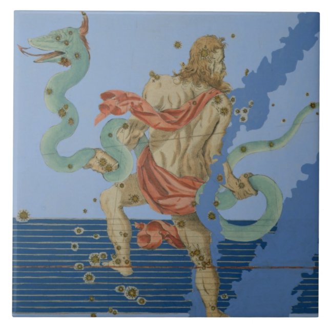 Azulejo De Cerámica Constelación de grupo de Ophiuchus, de 'Uranometri (Frente)