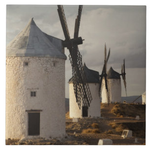 Azulejo De Cerámica Consuegra, antiguos molinos de viento de La Mancha