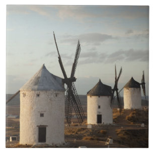 Azulejo De Cerámica Consuegra, antiguos molinos de viento de La Mancha