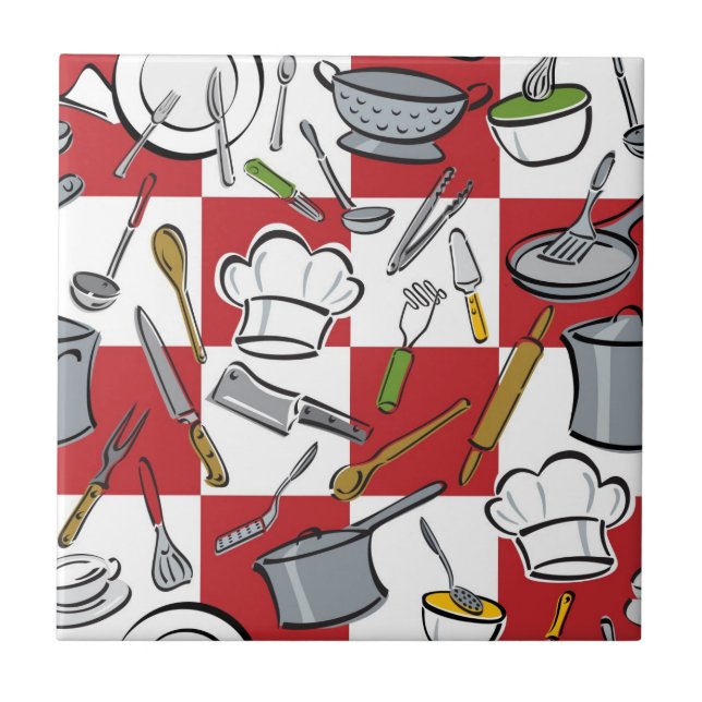 Azulejo De Cerámica Control de las herramientas de la cocina (Frente)