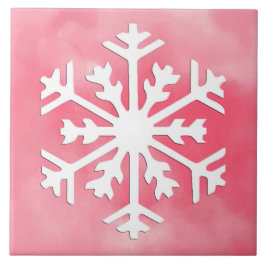 Azulejo De Cerámica Copo de nieve blanco sobre fondo de color de agua