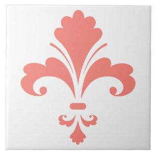 Azulejo De Cerámica Coral Pink Fleur de lis