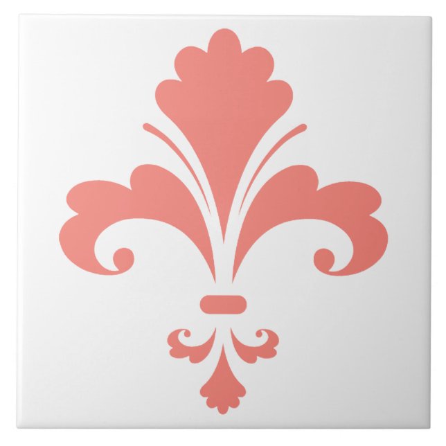 Azulejo De Cerámica Coral Pink Fleur de lis (Frente)