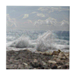 Azulejo De Cerámica Coral y olas