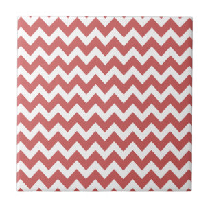Azulejo De Cerámica Coral Zigzag Chevron Stripes