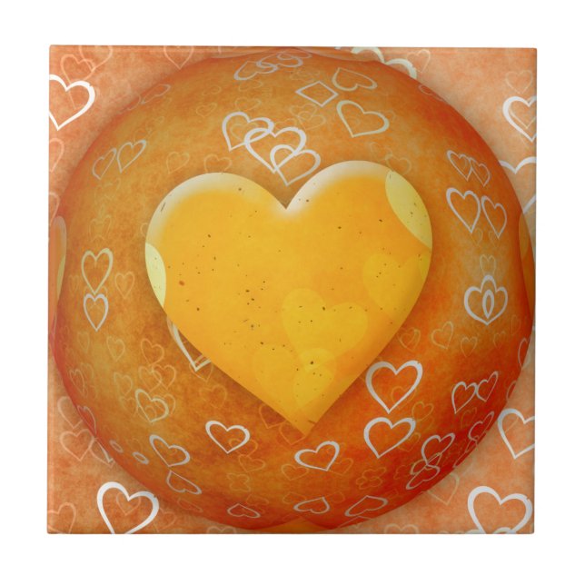 Azulejo De Cerámica Corazón amarillo (Frente)