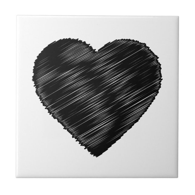 Azulejo De Cerámica Corazón de la franja negra (Frente)
