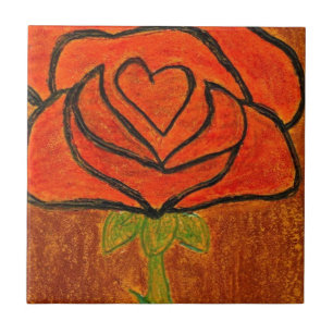 Azulejo De Cerámica "Corazón Rosa #6" Cocina Jardín Cubierta de cerámi