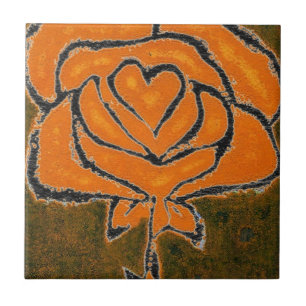 Azulejo De Cerámica "Corazón Rosa #8 Negro" Cocina Jardín Tile Cerámic