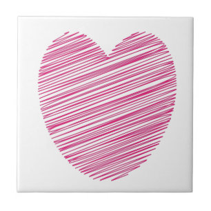 Azulejo De Cerámica Corazón rosado esgrimido