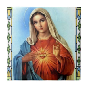 AZULEJO DE CERÁMICA CORAZÓN SAGRADO DE ZAZZLE DE MARIA 01 PRODUC