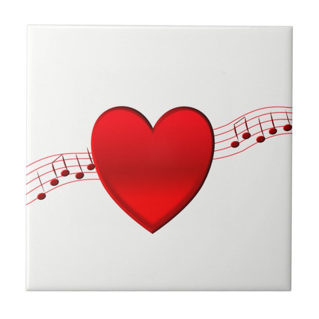 Azulejo De Cerámica Corazón y Música (Frente)
