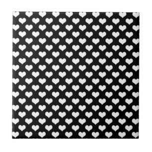 Azulejo De Cerámica Corazones de amor en blanco y negro