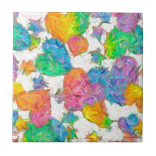 Azulejo De Cerámica Corazones de San Valentín Impresionistas Pastel