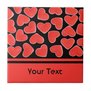 Azulejo De Cerámica Corazones dulces Tapa de "texto" negro