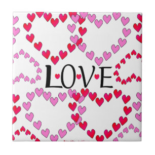 Azulejo De Cerámica Corazones Pequeños Rosa Rojo AMOR