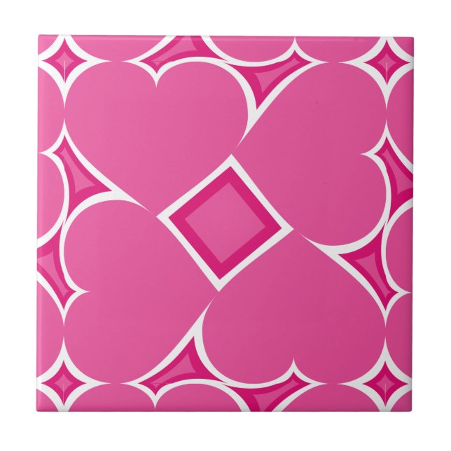 Azulejo De Cerámica Corazones rosados calientes (Frente)