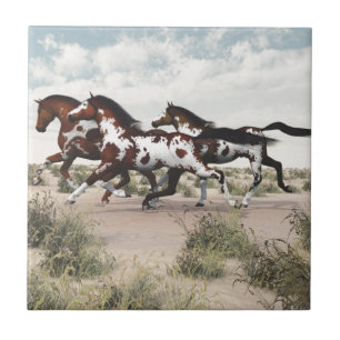 Azulejo De Cerámica Corra como el viento - caballos galopantes de la
