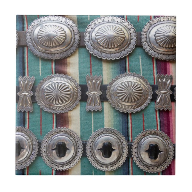 Azulejo De Cerámica Correas de plata para la venta, Santa Fe, New (Frente)