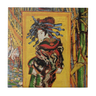 Azulejo De Cerámica Cortesana japonesa Oiran por Vincent van Gogh