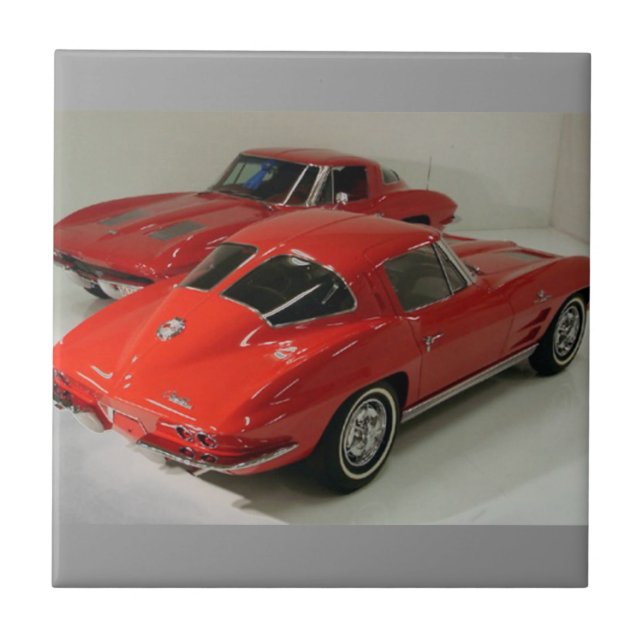 Azulejo De Cerámica Corvette rojo de la ventana dividida clásica (Frente)