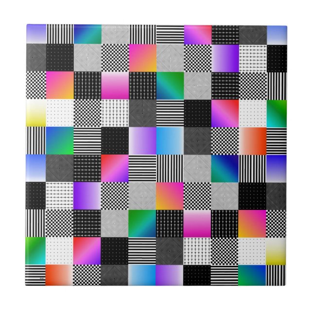 Azulejo De Cerámica Costuras de Mondrian (Frente)