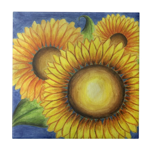 Azulejo De Cerámica Country Sunflower Kitchen Trivet Tile Gift (Frente)