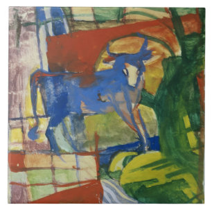 Azulejo De Cerámica Cow azul, 1914 (tempera en el papel)