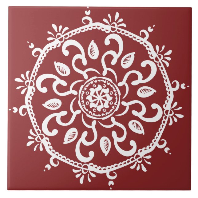 Azulejo De Cerámica Cranberry Mandala (Frente)