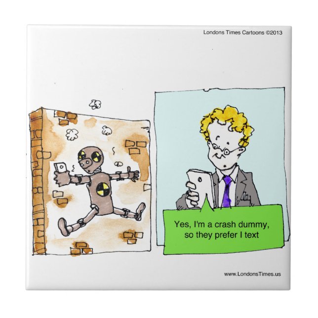 Azulejo De Cerámica Crash Text Dummy Funny (Frente)