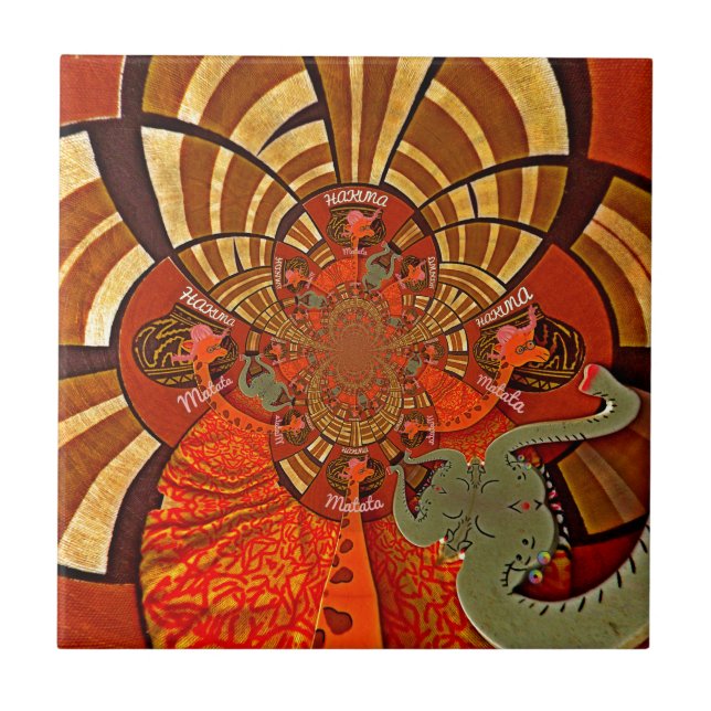 Azulejo De Cerámica Crea tu propio diseño de arte de jirafa africano (Frente)