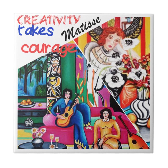 Azulejo De Cerámica Creatividad del collage de la pintura de Matisse (Frente)