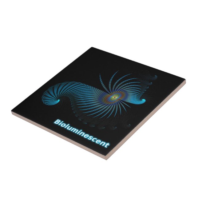 Azulejo De Cerámica Creatura bioluminiscente de mar alieno (Lado)