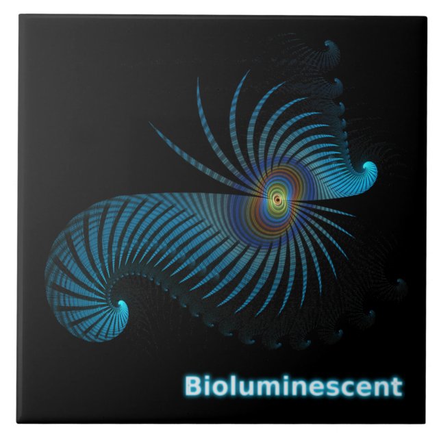 Azulejo De Cerámica Creatura bioluminiscente de mar alieno (Frente)