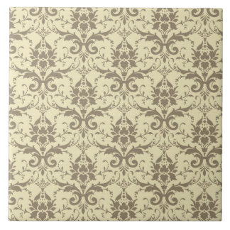 Azulejo De Cerámica Crema elegante y Tan Damask