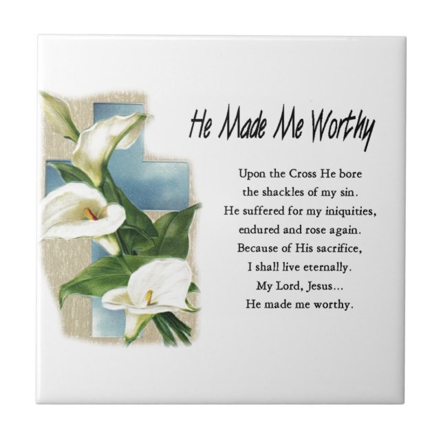 Azulejo De Cerámica Cristiano de vacaciones de Pascua me hizo digno (Frente)