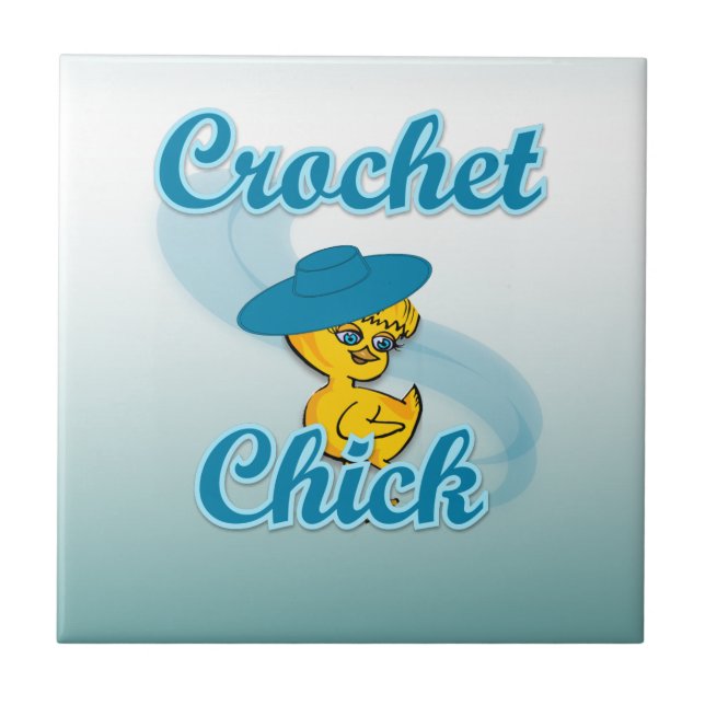 Azulejo De Cerámica Crochet Chick #3 (Frente)