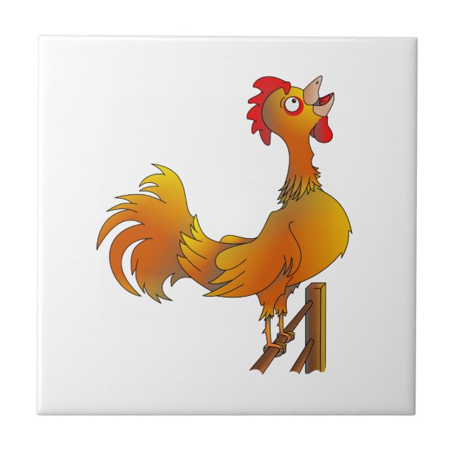 Azulejo De Cerámica Crowing personalizado bantam rooster (Frente)