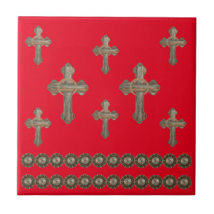 Azulejo De Cerámica Cruces de madera de pino y Conchos