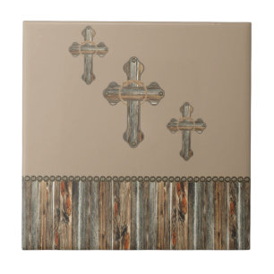 Azulejo De Cerámica Cruces de madera de pino y Conchos