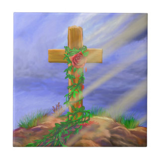 Azulejo De Cerámica Cruz color de rosa