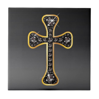 Azulejo De Cerámica Cruz cristiana con piedras "Onyx"