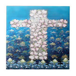 Azulejo De Cerámica Cruz floral