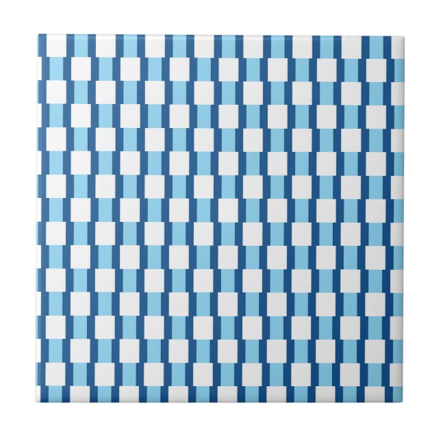 Azulejo de cerámica Cuadrado de franja azul y blan (Frente)