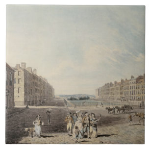 Azulejo De Cerámica Cuadrado de la reina, Londres, 1786 (w/c y pluma y