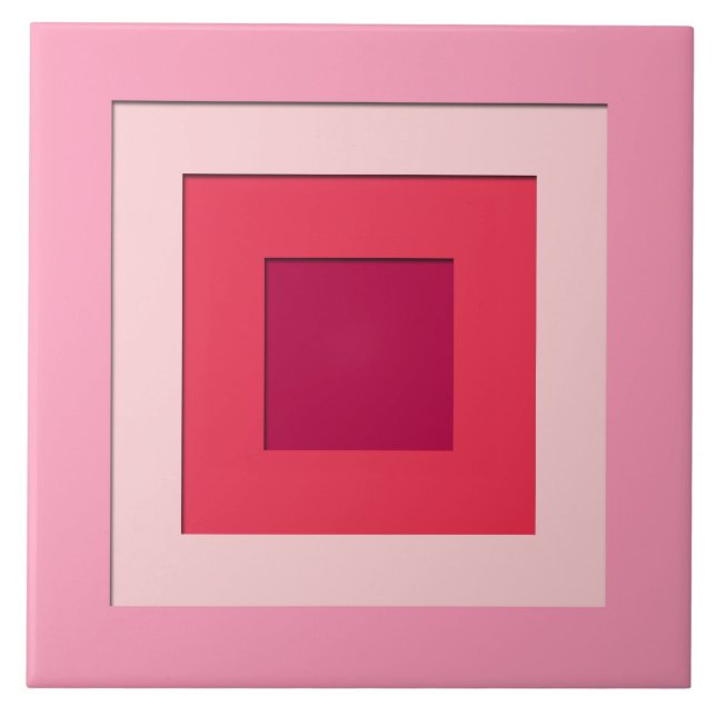 Azulejo De Cerámica Cuadrados acodados mediados de siglo - rosa y vino (Frente)