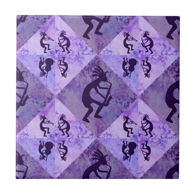 Azulejo De Cerámica Cuarteto del jazz de Kokopelli que ofrece el (Frente)