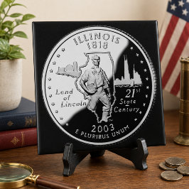 Azulejo De Cerámica Cuarto de Estado de Illinois Reverso Falso